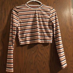 Long Sleeve Striped Crop Top